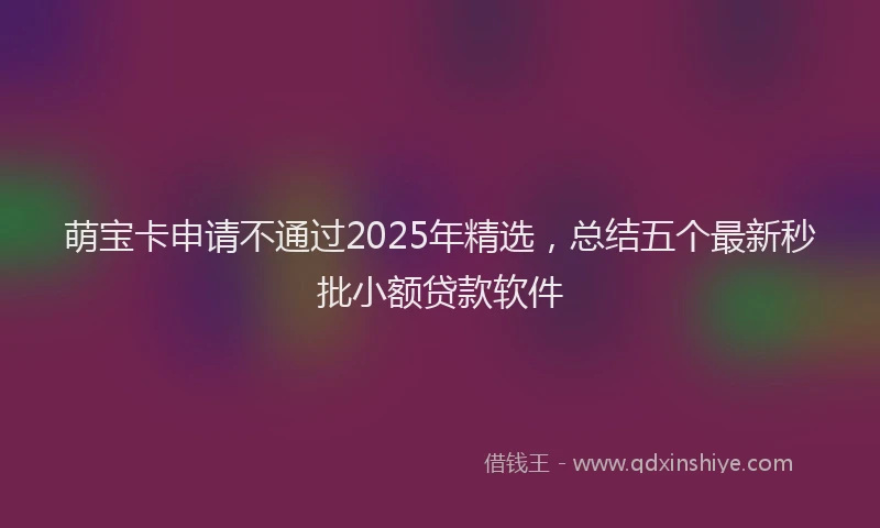 萌宝卡申请不通过2025年精选，总结五个最新秒批小额贷款软件