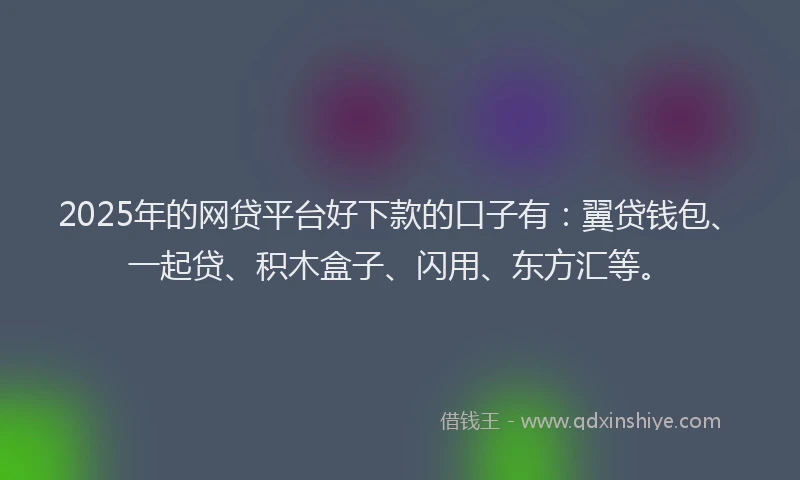 2025年的网贷平台好下款的口子有：翼贷钱包、一起贷、积木盒子、闪用、东方汇等。