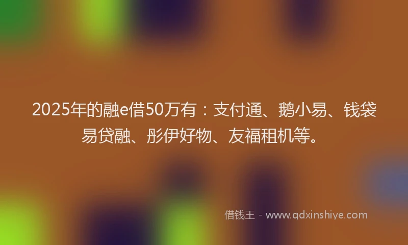 2025年的融e借50万有：支付通、鹅小易、钱袋易贷融、彤伊好物、友福租机等。