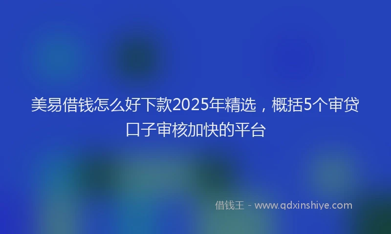 美易借钱怎么好下款2025年精选，概括5个审贷口子审核加快的平台