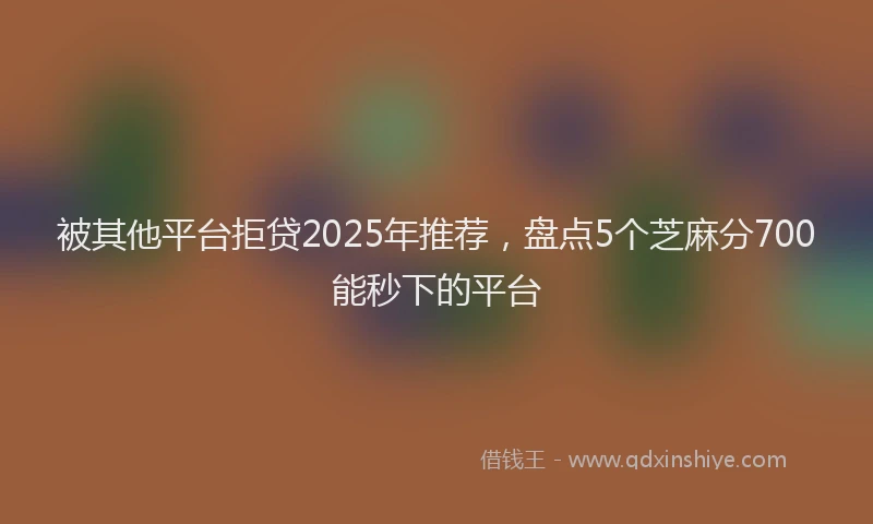被其他平台拒贷2025年推荐，盘点5个芝麻分700能秒下的平台