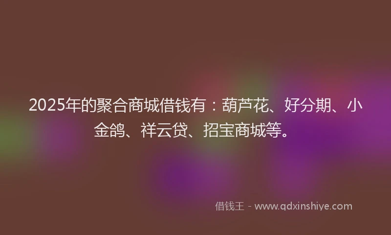2025年的聚合商城借钱有：葫芦花、好分期、小金鸽、祥云贷、招宝商城等。