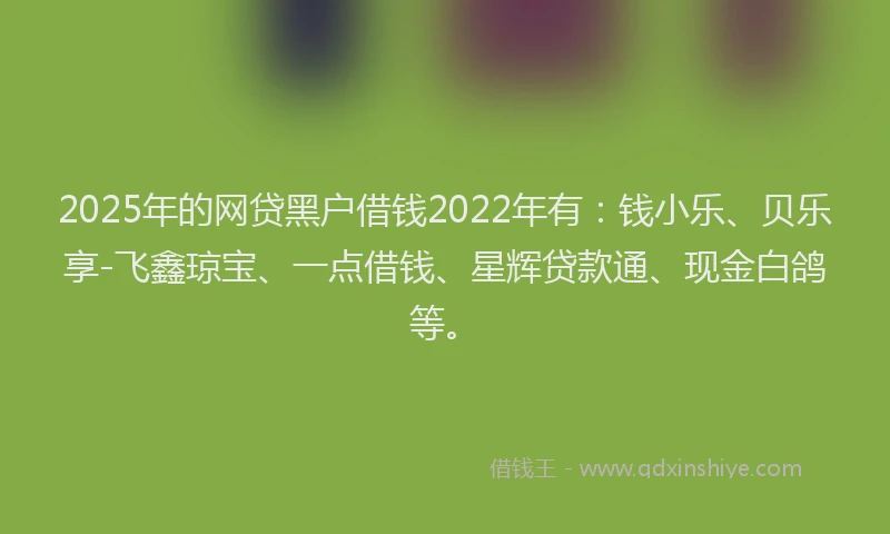 2025年的网贷黑户借钱2022年有：钱小乐、贝乐享-飞鑫琼宝、一点借钱、星辉贷款通、现金白鸽等。
