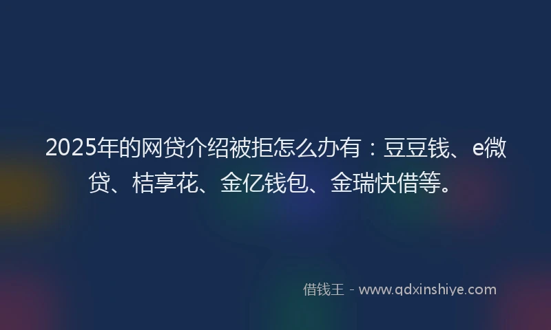 2025年的网贷介绍被拒怎么办有：豆豆钱、e微贷、桔享花、金亿钱包、金瑞快借等。