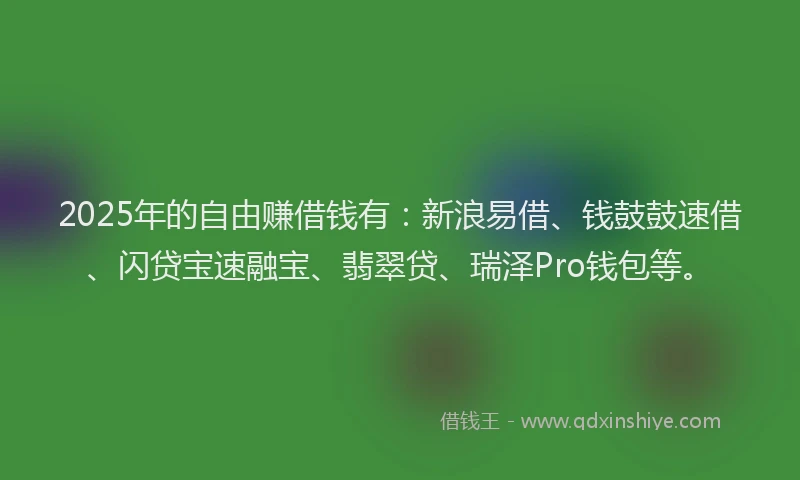 2025年的自由赚借钱有：新浪易借、钱鼓鼓速借、闪贷宝速融宝、翡翠贷、瑞泽Pro钱包等。
