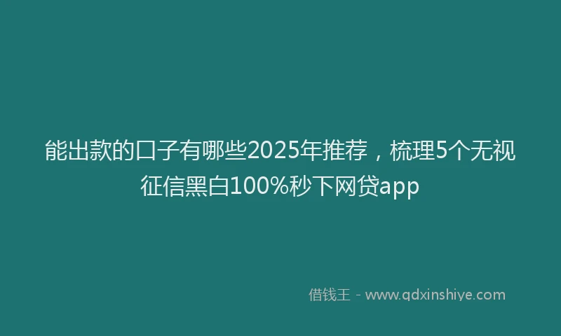 能出款的口子有哪些2025年推荐，梳理5个无视征信黑白100%秒下网贷app