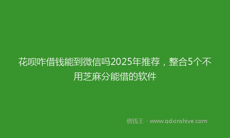 花呗咋借钱能到微信吗2025年推荐，整合5个不用芝麻分能借的软件