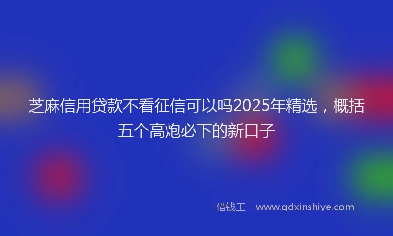 芝麻信用贷款不看征信可以吗2025年精选，概括五个高炮必下的新口子