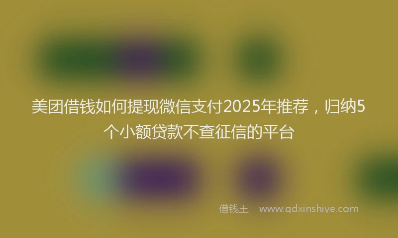 美团借钱如何提现微信支付2025年推荐，归纳5个小额贷款不查征信的平台