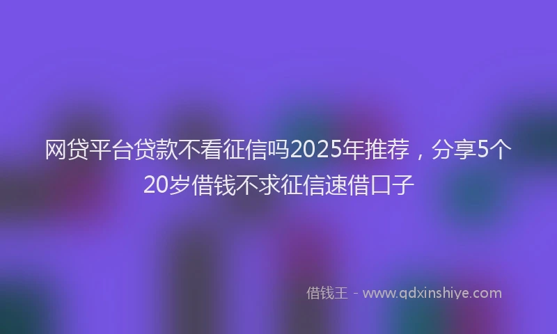 网贷平台贷款不看征信吗2025年推荐，分享5个20岁借钱不求征信速借口子