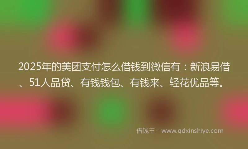 2025年的美团支付怎么借钱到微信有：新浪易借、51人品贷、有钱钱包、有钱来、轻花优品等。
