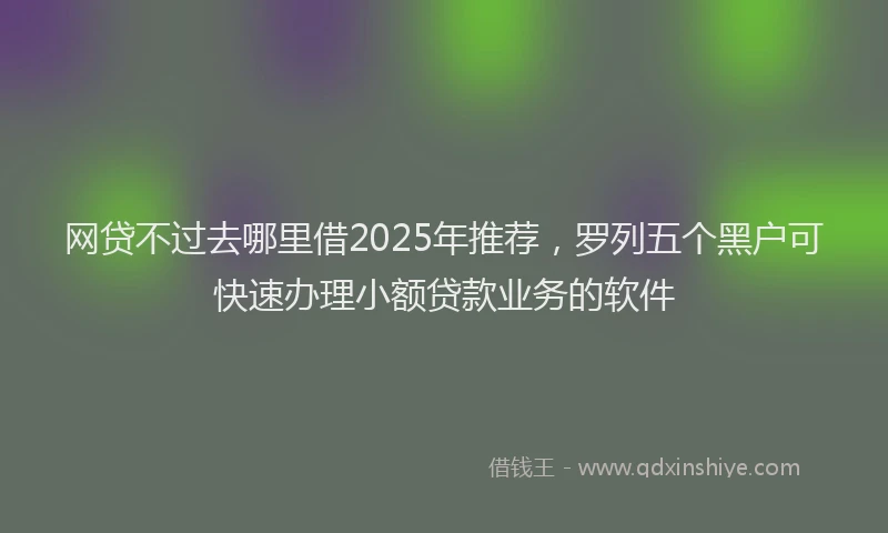 网贷不过去哪里借2025年推荐，罗列五个黑户可快速办理小额贷款业务的软件