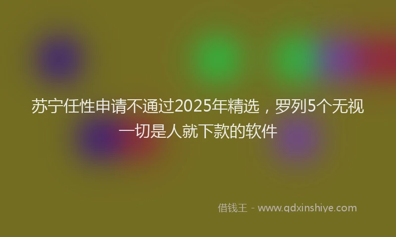 苏宁任性申请不通过2025年精选，罗列5个无视一切是人就下款的软件