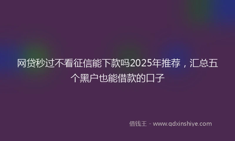 网贷秒过不看征信能下款吗2025年推荐，汇总五个黑户也能借款的口子