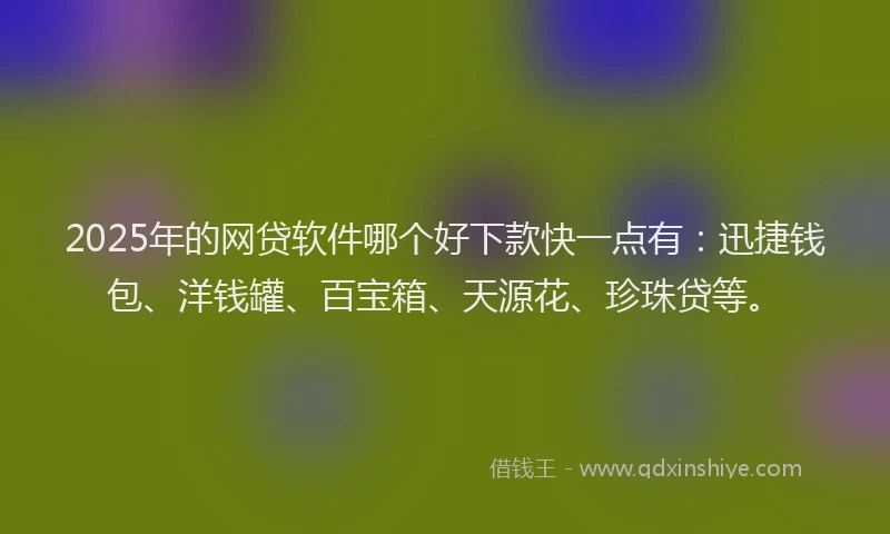 2025年的网贷软件哪个好下款快一点有：迅捷钱包、洋钱罐、百宝箱、天源花、珍珠贷等。