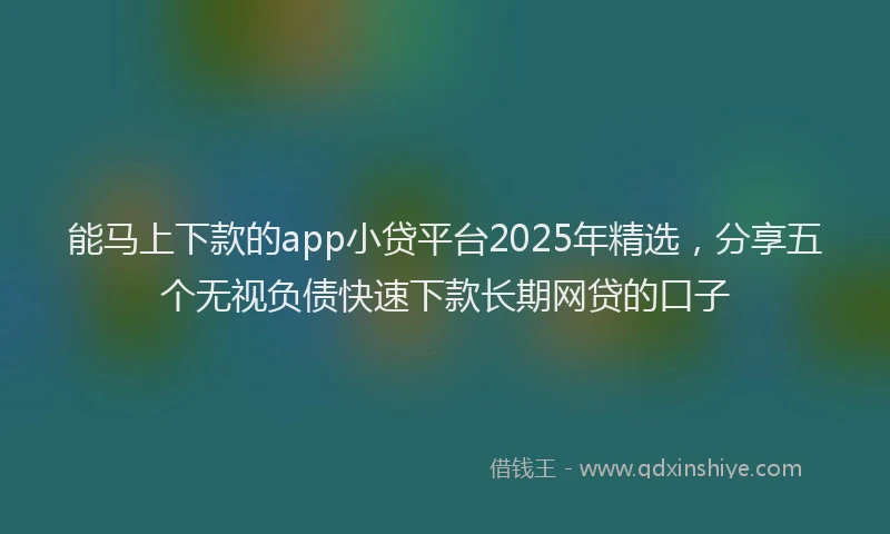 能马上下款的app小贷平台2025年精选，分享五个无视负债快速下款长期网贷的口子