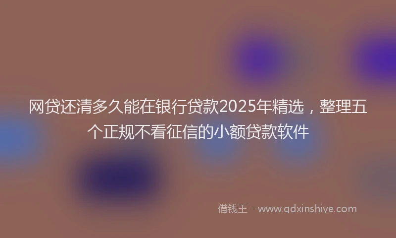 网贷还清多久能在银行贷款2025年精选，整理五个正规不看征信的小额贷款软件
