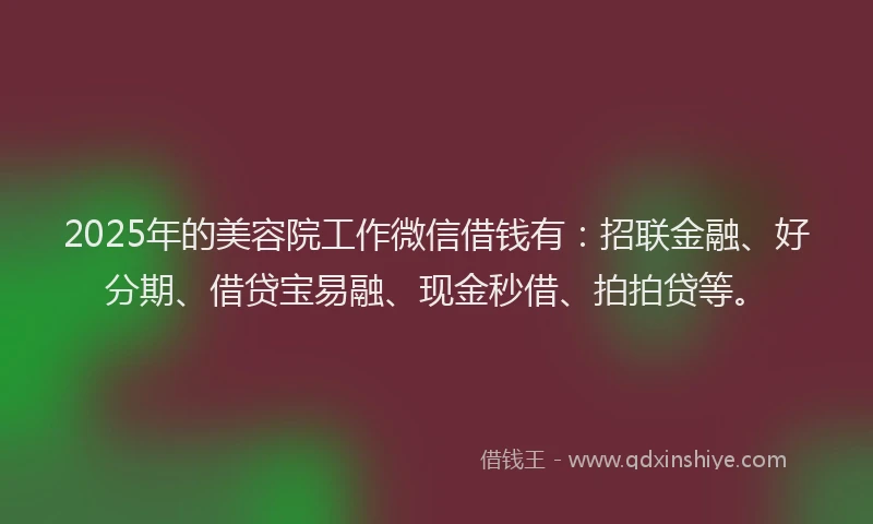 2025年的美容院工作微信借钱有：招联金融、好分期、借贷宝易融、现金秒借、拍拍贷等。