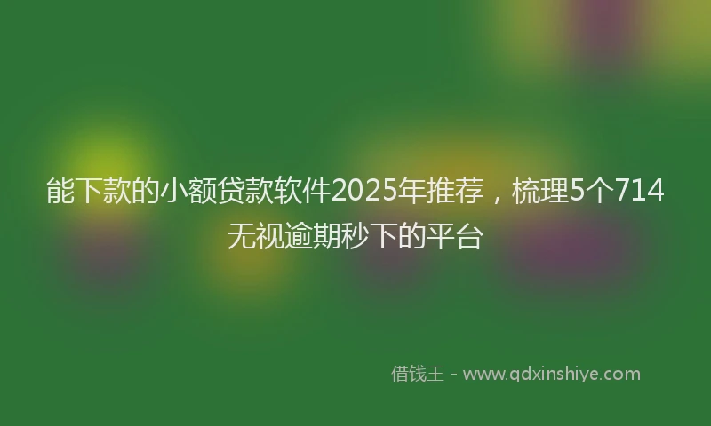 能下款的小额贷款软件2025年推荐，梳理5个714无视逾期秒下的平台