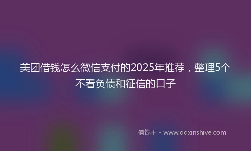 美团借钱怎么微信支付的2025年推荐，整理5个不看负债和征信的口子