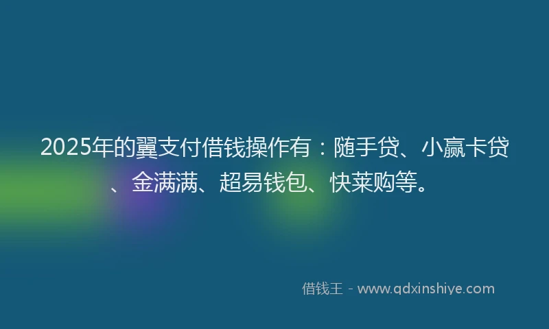 2025年的翼支付借钱操作有：随手贷、小赢卡贷、金满满、超易钱包、快莱购等。