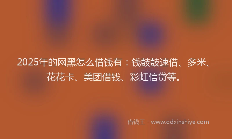 2025年的网黑怎么借钱有：钱鼓鼓速借、多米、花花卡、美团借钱、彩虹信贷等。