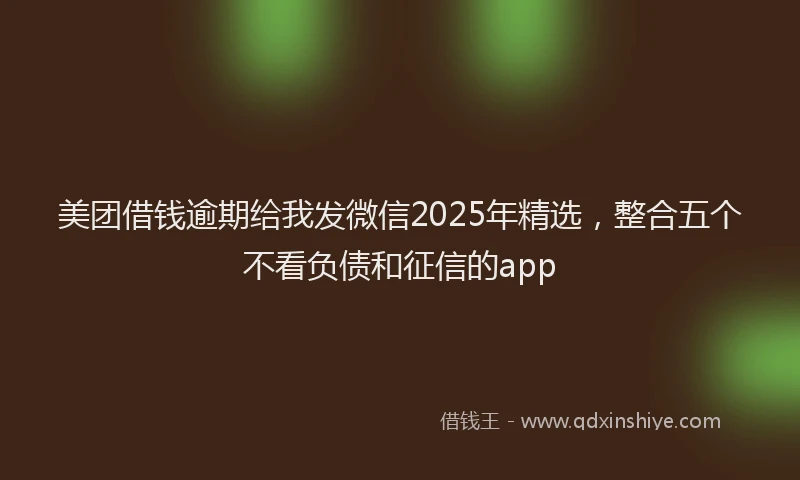 美团借钱逾期给我发微信2025年精选，整合五个不看负债和征信的app