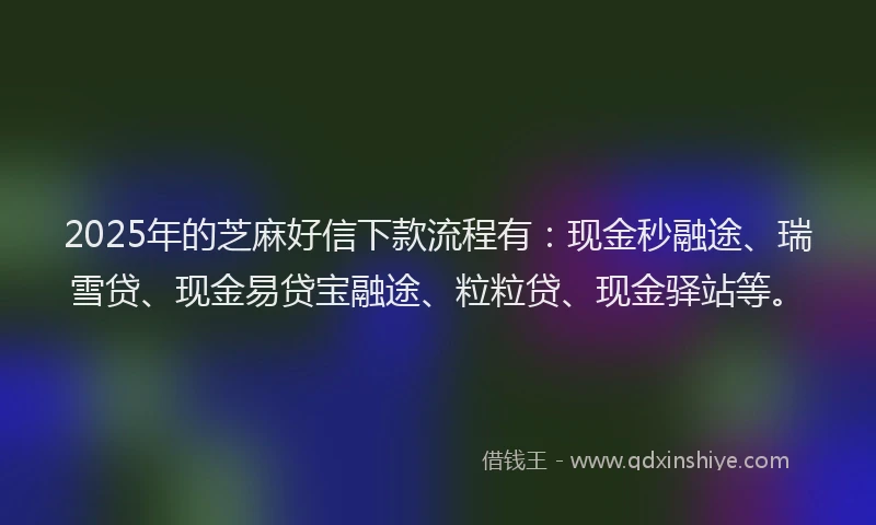 2025年的芝麻好信下款流程有：现金秒融途、瑞雪贷、现金易贷宝融途、粒粒贷、现金驿站等。