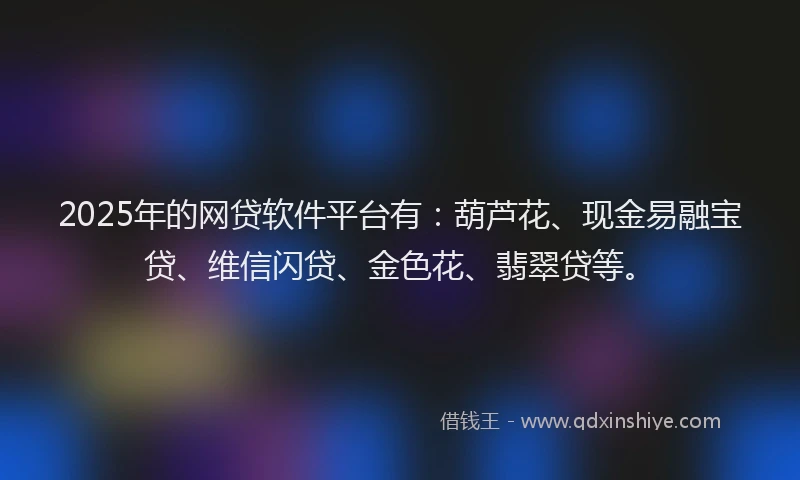 2025年的网贷软件平台有：葫芦花、现金易融宝贷、维信闪贷、金色花、翡翠贷等。