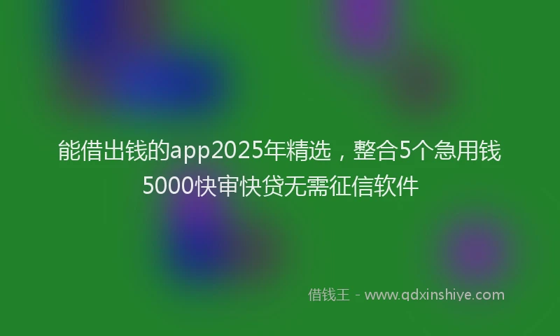 能借出钱的app2025年精选，整合5个急用钱5000快审快贷无需征信软件