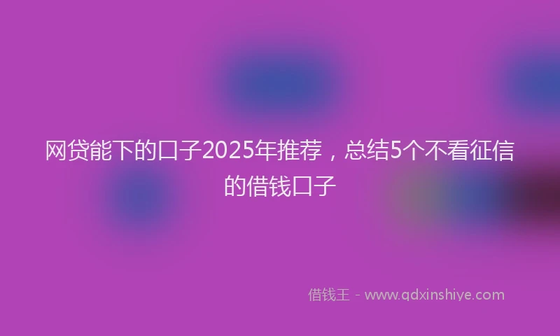 网贷能下的口子2025年推荐，总结5个不看征信的借钱口子