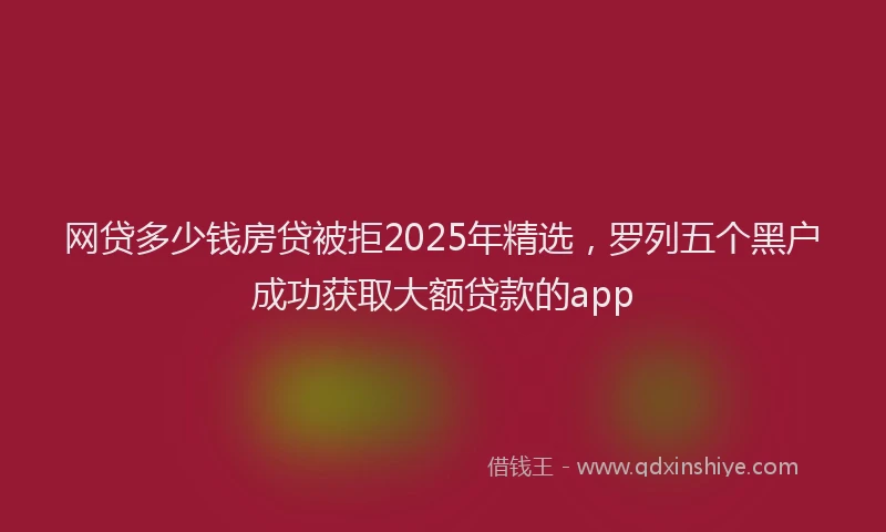 网贷多少钱房贷被拒2025年精选，罗列五个黑户成功获取大额贷款的app