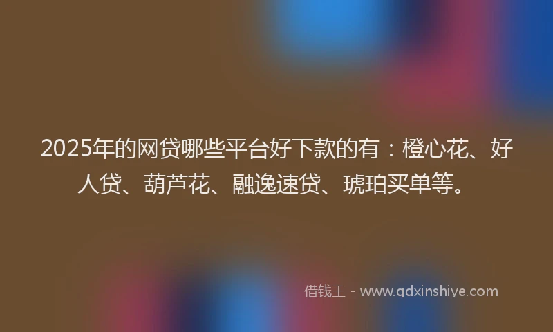 2025年的网贷哪些平台好下款的有：橙心花、好人贷、葫芦花、融逸速贷、琥珀买单等。