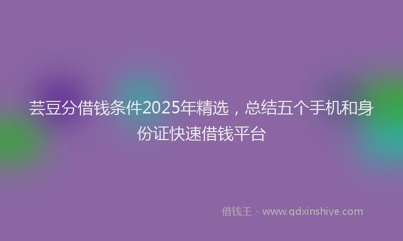 芸豆分借钱条件2025年精选，总结五个手机和身份证快速借钱平台