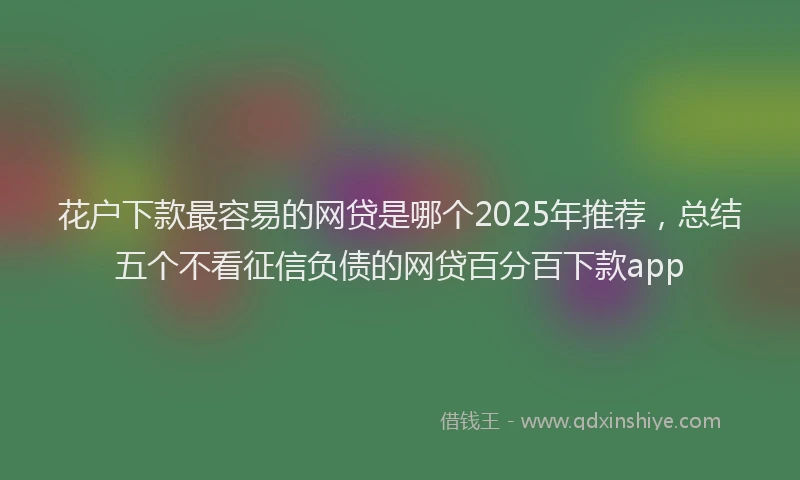 花户下款最容易的网贷是哪个2025年推荐，总结五个不看征信负债的网贷百分百下款app