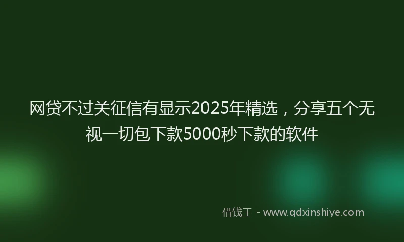 网贷不过关征信有显示2025年精选，分享五个无视一切包下款5000秒下款的软件