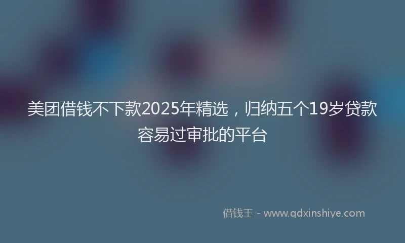 美团借钱不下款2025年精选，归纳五个19岁贷款容易过审批的平台