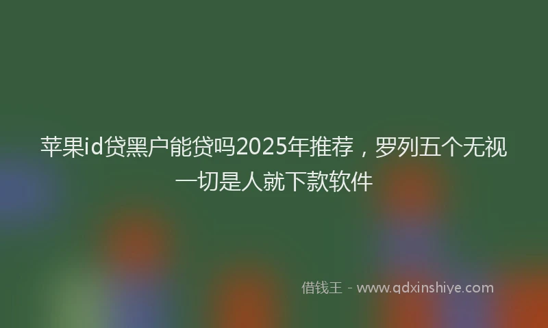 苹果id贷黑户能贷吗2025年推荐，罗列五个无视一切是人就下款软件