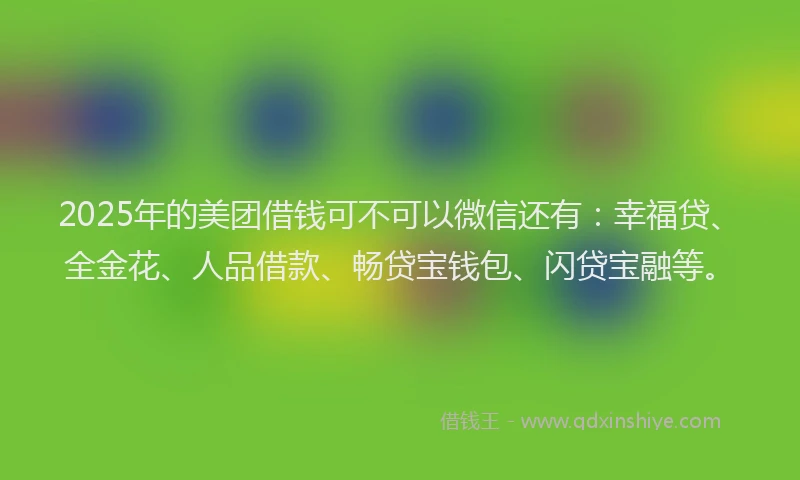 2025年的美团借钱可不可以微信还有：幸福贷、全金花、人品借款、畅贷宝钱包、闪贷宝融等。