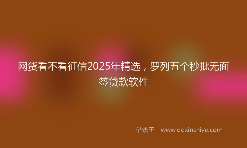 网货看不看征信2025年精选，罗列五个秒批无面签贷款软件