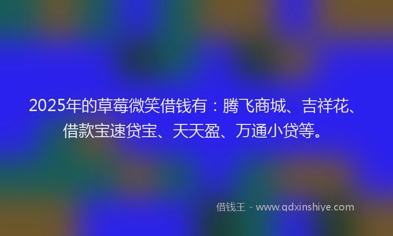 2025年的草莓微笑借钱有：腾飞商城、吉祥花、借款宝速贷宝、天天盈、万通小贷等。