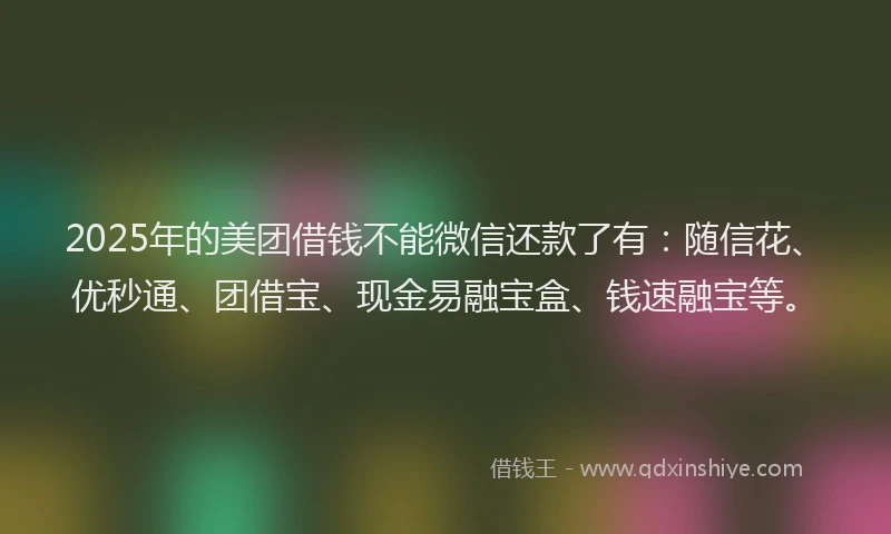 2025年的美团借钱不能微信还款了有：随信花、优秒通、团借宝、现金易融宝盒、钱速融宝等。