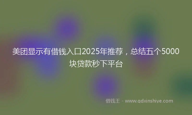 美团显示有借钱入口2025年推荐，总结五个5000块贷款秒下平台