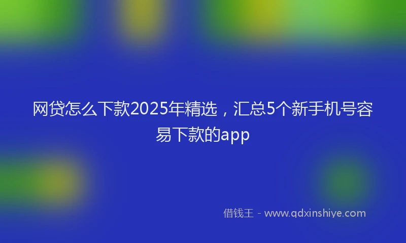 网贷怎么下款2025年精选，汇总5个新手机号容易下款的app