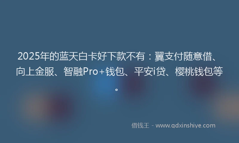 2025年的蓝天白卡好下款不有：翼支付随意借、向上金服、智融Pro+钱包、平安i贷、樱桃钱包等。