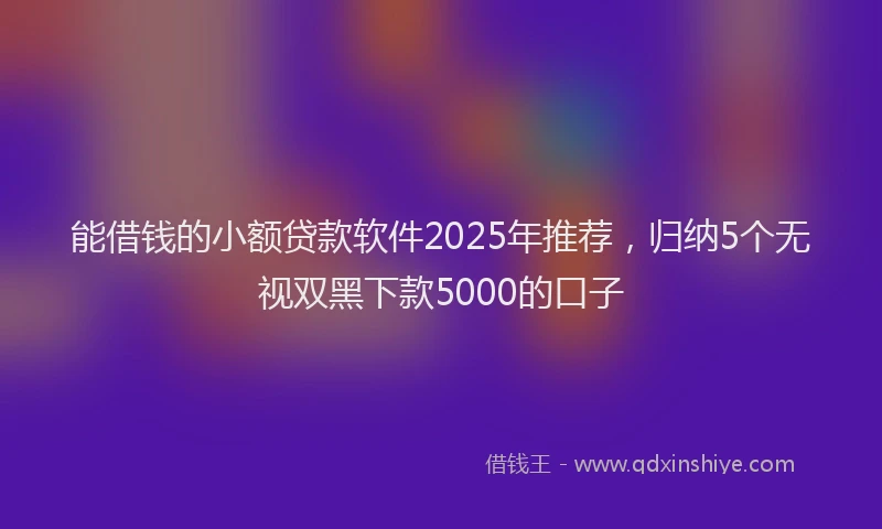 能借钱的小额贷款软件2025年推荐，归纳5个无视双黑下款5000的口子