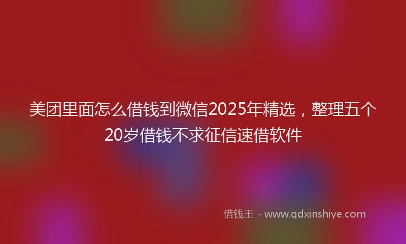 美团里面怎么借钱到微信2025年精选，整理五个20岁借钱不求征信速借软件