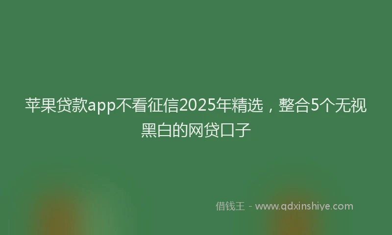 苹果贷款app不看征信2025年精选，整合5个无视黑白的网贷口子