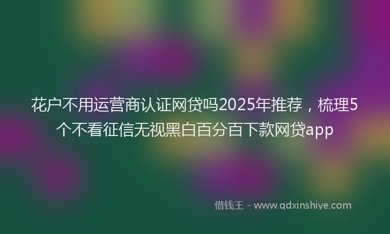 花户不用运营商认证网贷吗2025年推荐，梳理5个不看征信无视黑白百分百下款网贷app