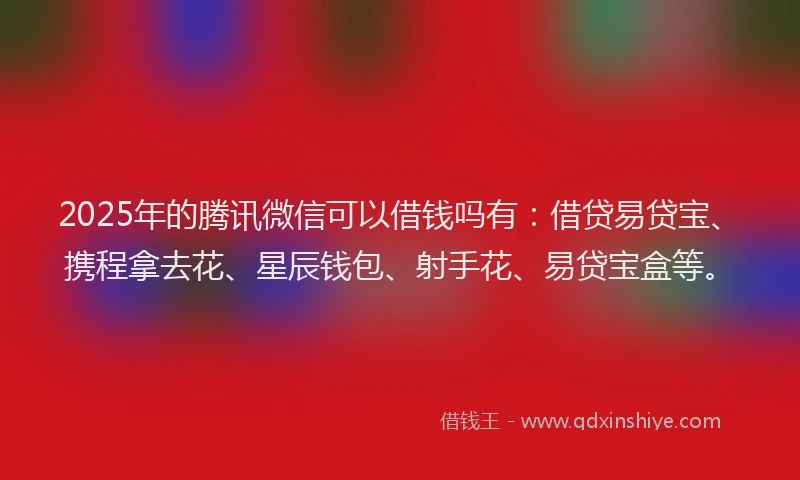 2025年的腾讯微信可以借钱吗有：借贷易贷宝、携程拿去花、星辰钱包、射手花、易贷宝盒等。
